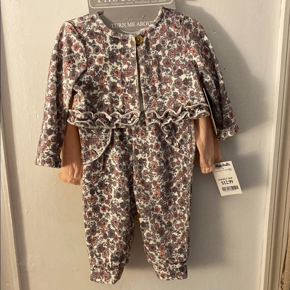 Floral Baby Jumpsuit with Ruffle Detail